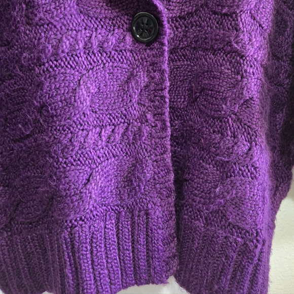 Jones New York Collection Purple Cable Knit Cardigan Sweater Size 1X - Picture 6 of 16